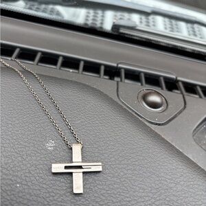 Gucci Black and Silver Cross Necklace